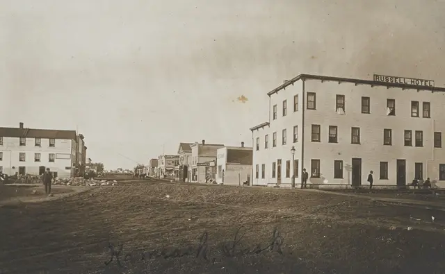 Street view with the Russell Hotel